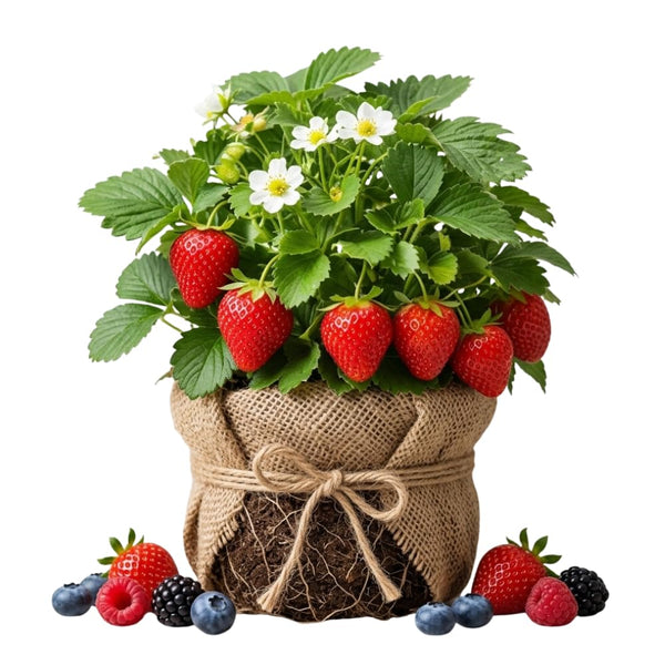 2 Red Strawberry Plants Live, Outdoor Garden Berry Plant, 4-6 Inch Tall