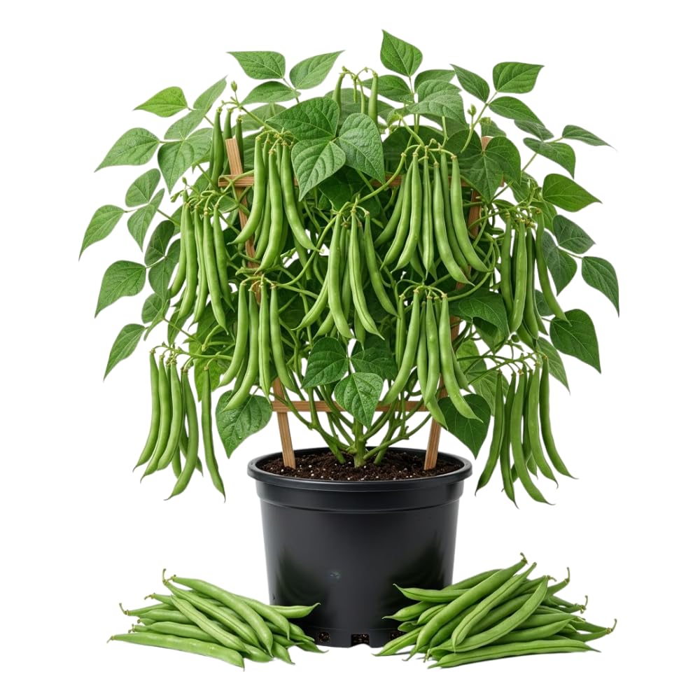 Green Bean Live Plant, Bean Bush Starter Plants, 4-6 Inch Tall, 4 Inch Pot