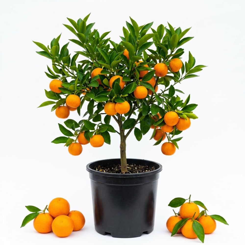 Tangerine Tree Live Plant, Sweet Seedless Citrus Tree, 2-3 Ft Tall