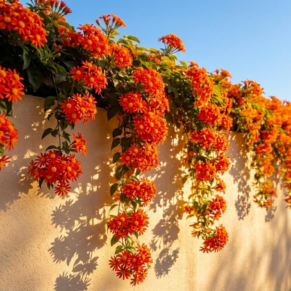 4 Orange Mexican Flame Vine Live Plants, Flower Vine, 5-8 Inch Tall