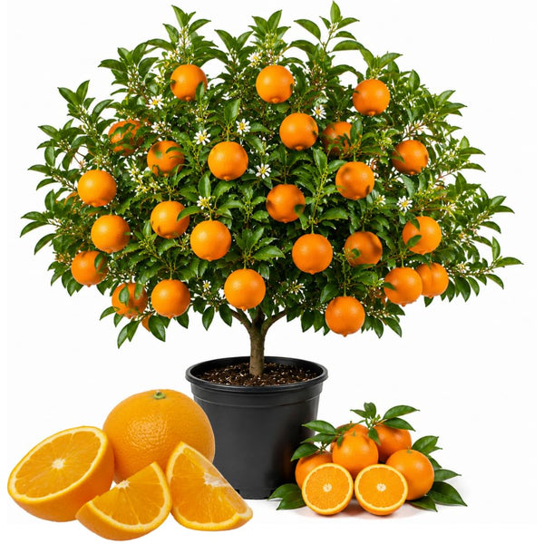 Sweet Orange Live Plant, Orange Citrus Fruit Tree, 1 Gallon Pot