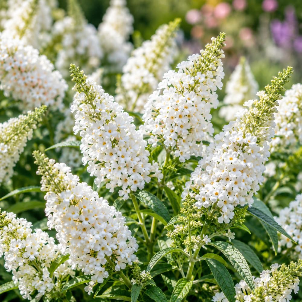 White Butterfly Bush Plant Live, Fragrant Buddleia for Planting, 5-9" Tall