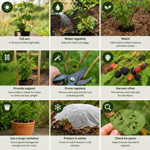 2 Big Live Black Berry Plants, Perennial Berry Bush, 4-6 Inch Tall
