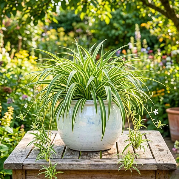 Variegated Spider Plant Live, Indoor Plant, 4-6 Inch Tall, 4 Inch Pot